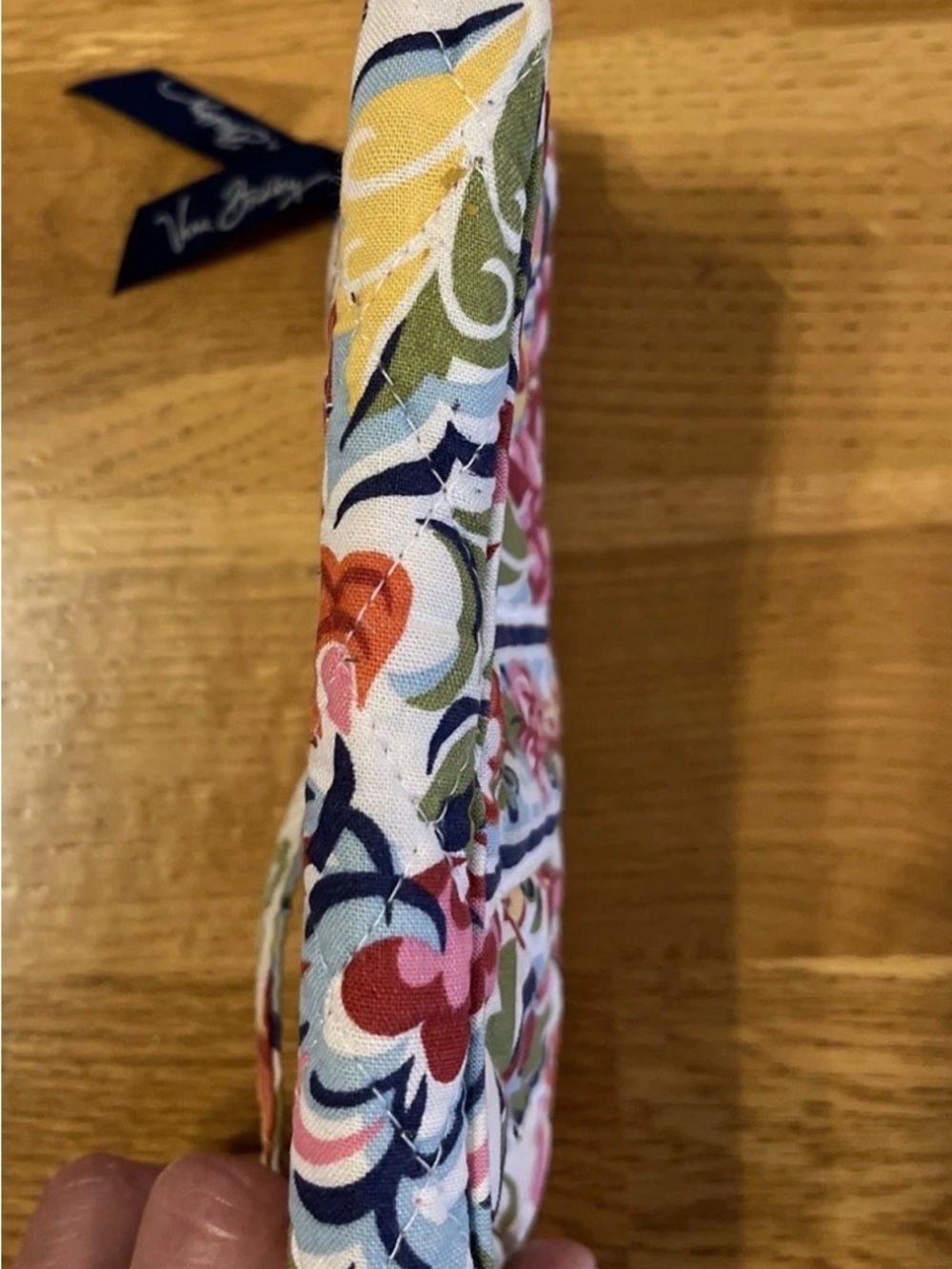 Vera Bradley Floral Quilted Wristlet Wallet Pink Blue Green Zip Pouch Retro Chic - Picture 6 of 10